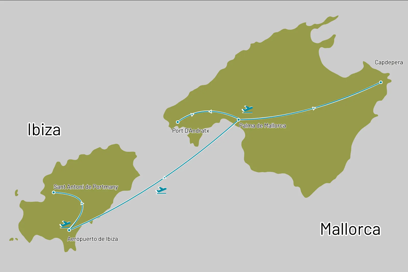 Eilandhoppen 12 dagen Stijlvol eilandhoppen, Mallorca en Ibiza - Route