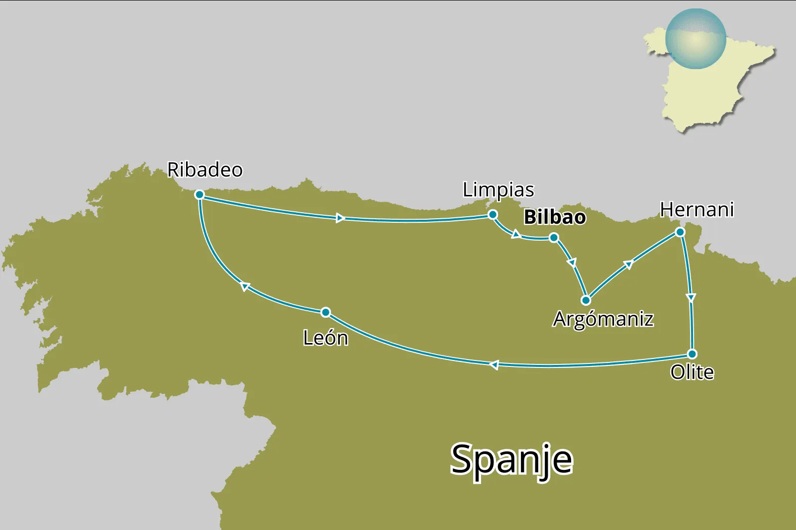 Paradores fly-drive País Vasco - Route