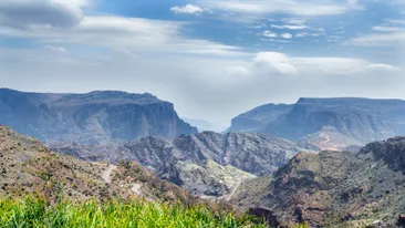 Uitzicht Saiq Plateau, Jebel Akhdar gebergte, Oman