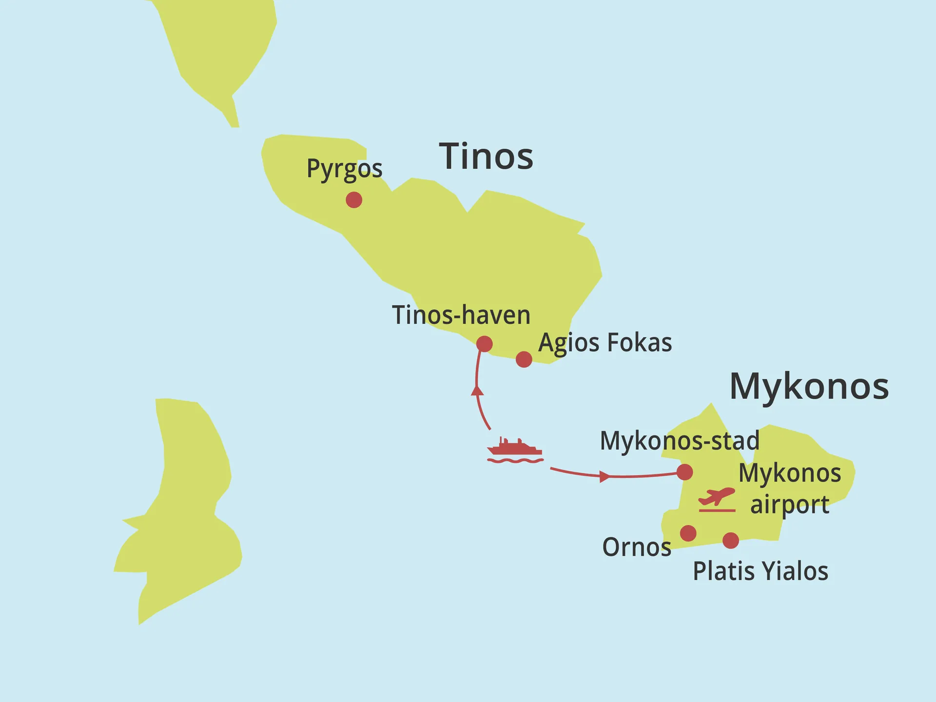 Kaartje eilandhoppen Tinos - Mykonos