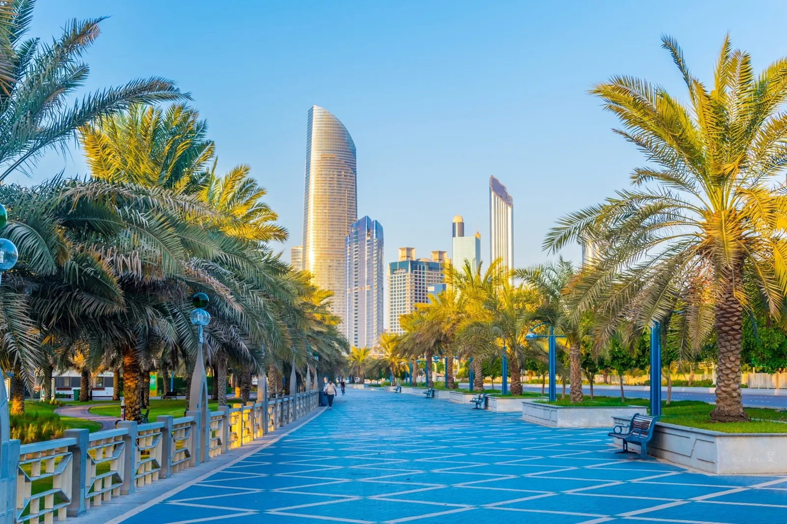 View of the corniche - promenade in Abu Dhabi, UAE