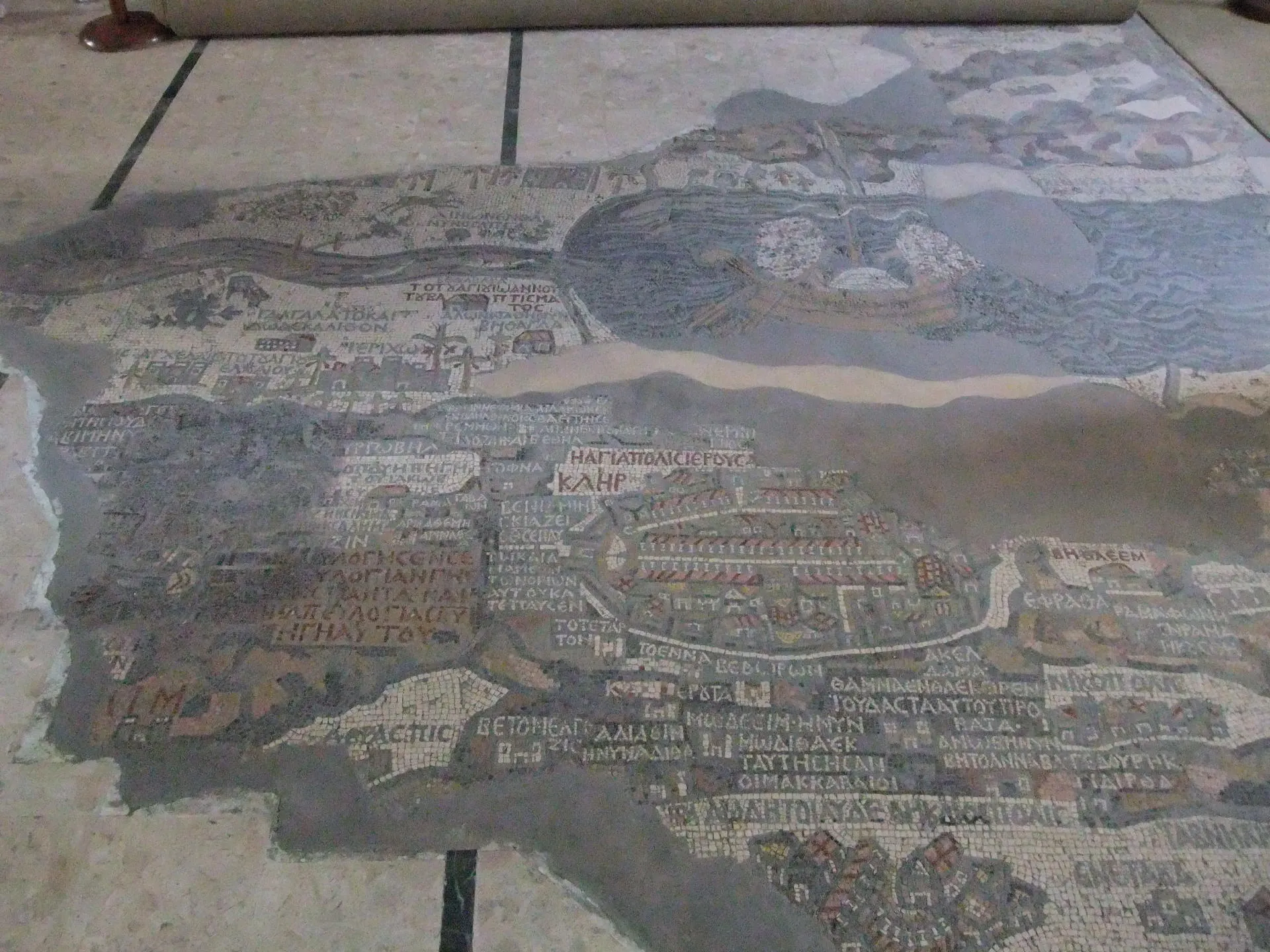 Mozaïekvloer Beloofde Land in St. George Kerk, Madaba, Jordanië