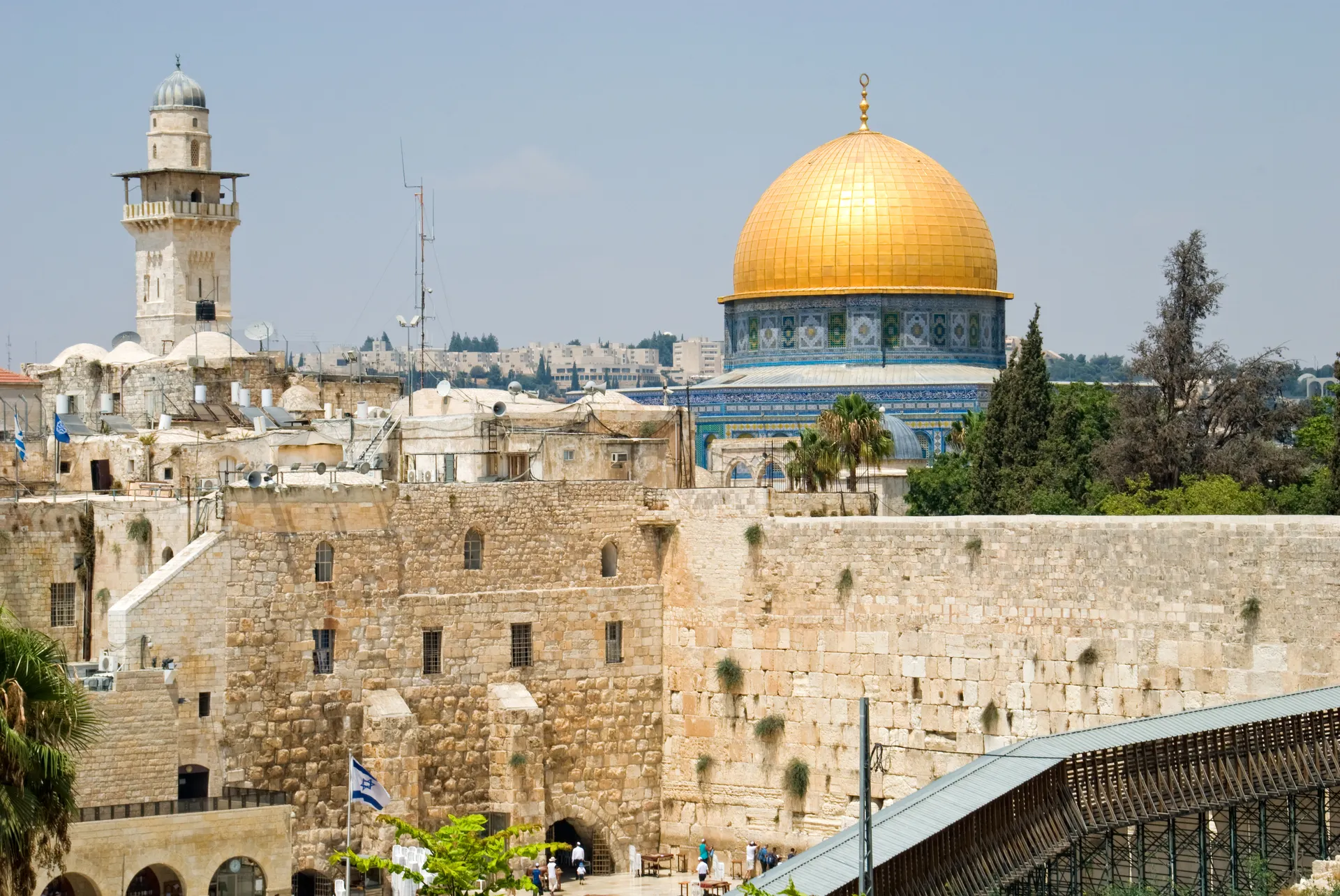 Gouden rotskoepel en Klaagmuur, Jeruzalem, Israël