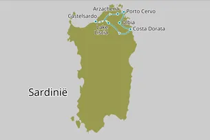 Fly-drive Sardinië Charme & Luxe 11 dagen - Route