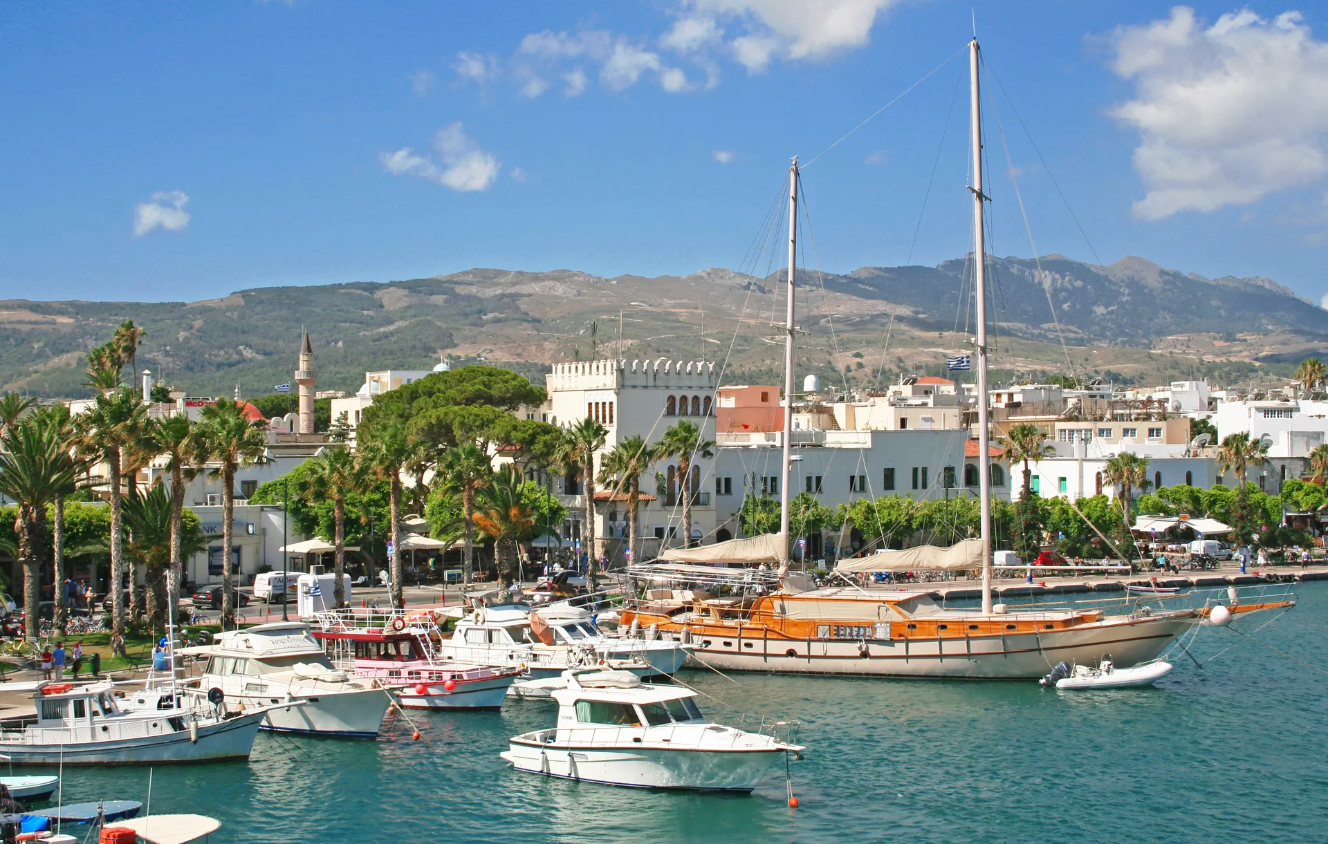 Jachten in de haven van Kos-stad, Kos, Griekenland