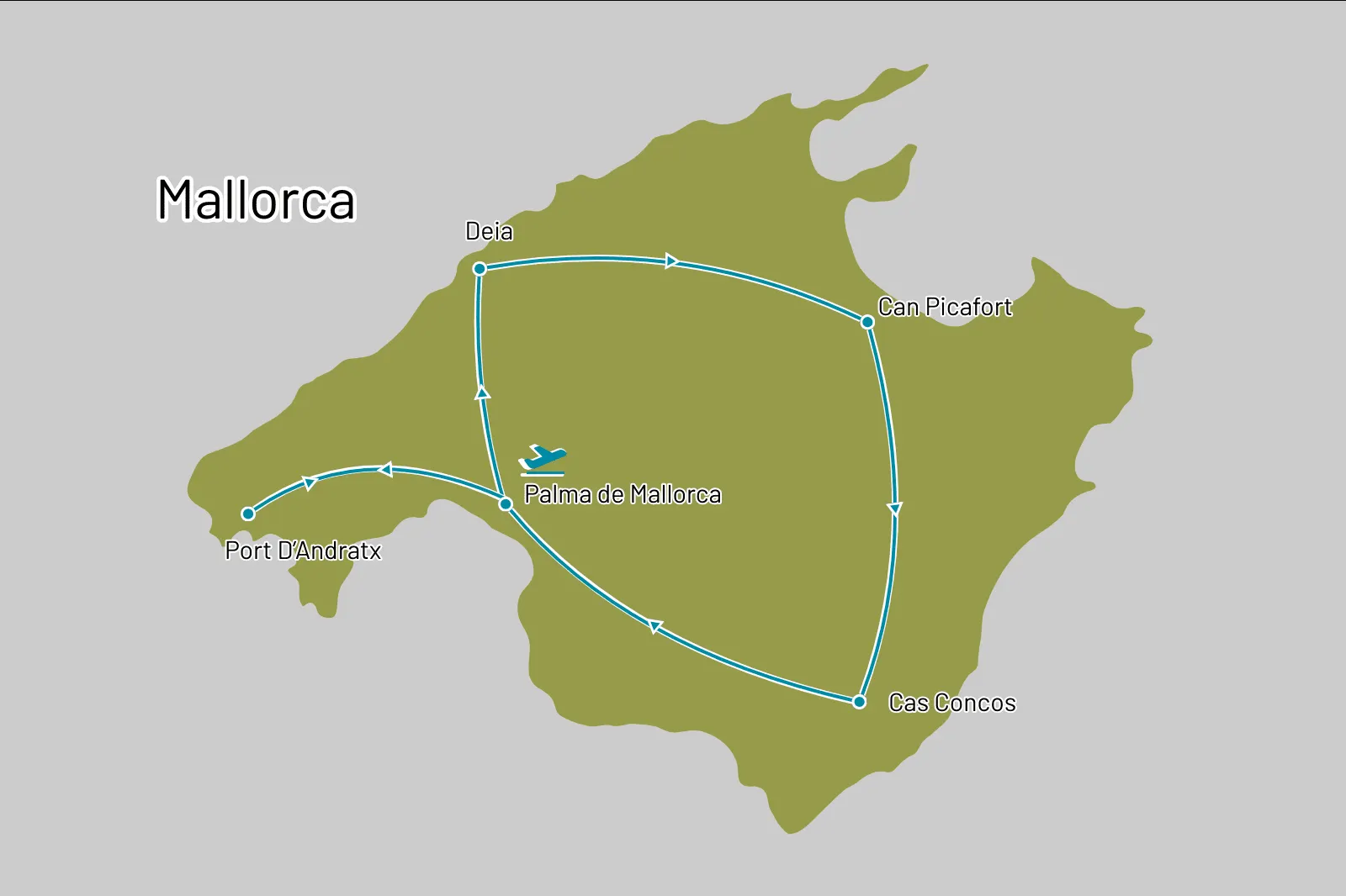 Fly-drive 15 dagen Mallorca in verfijnde sferen - Route