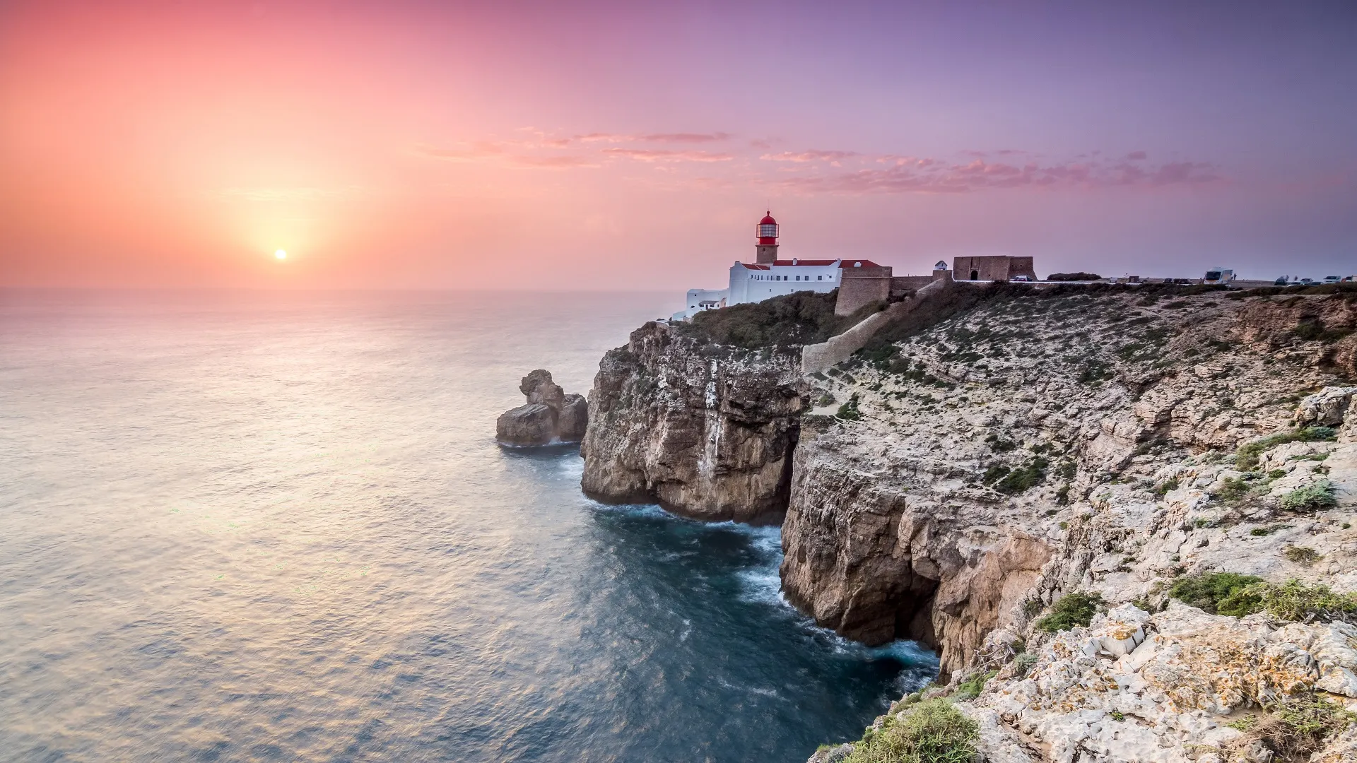 Uitzicht Zonsondergang Klippen St. Vincent, Sagres Algarve Portugal