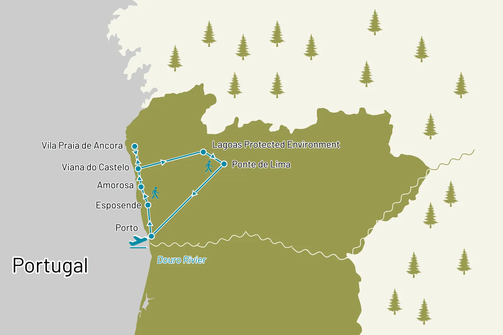 Portugal wandelen - kaart Atlantic Lima