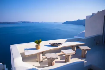 Het prachtige uitzicht van een Grieks eiland