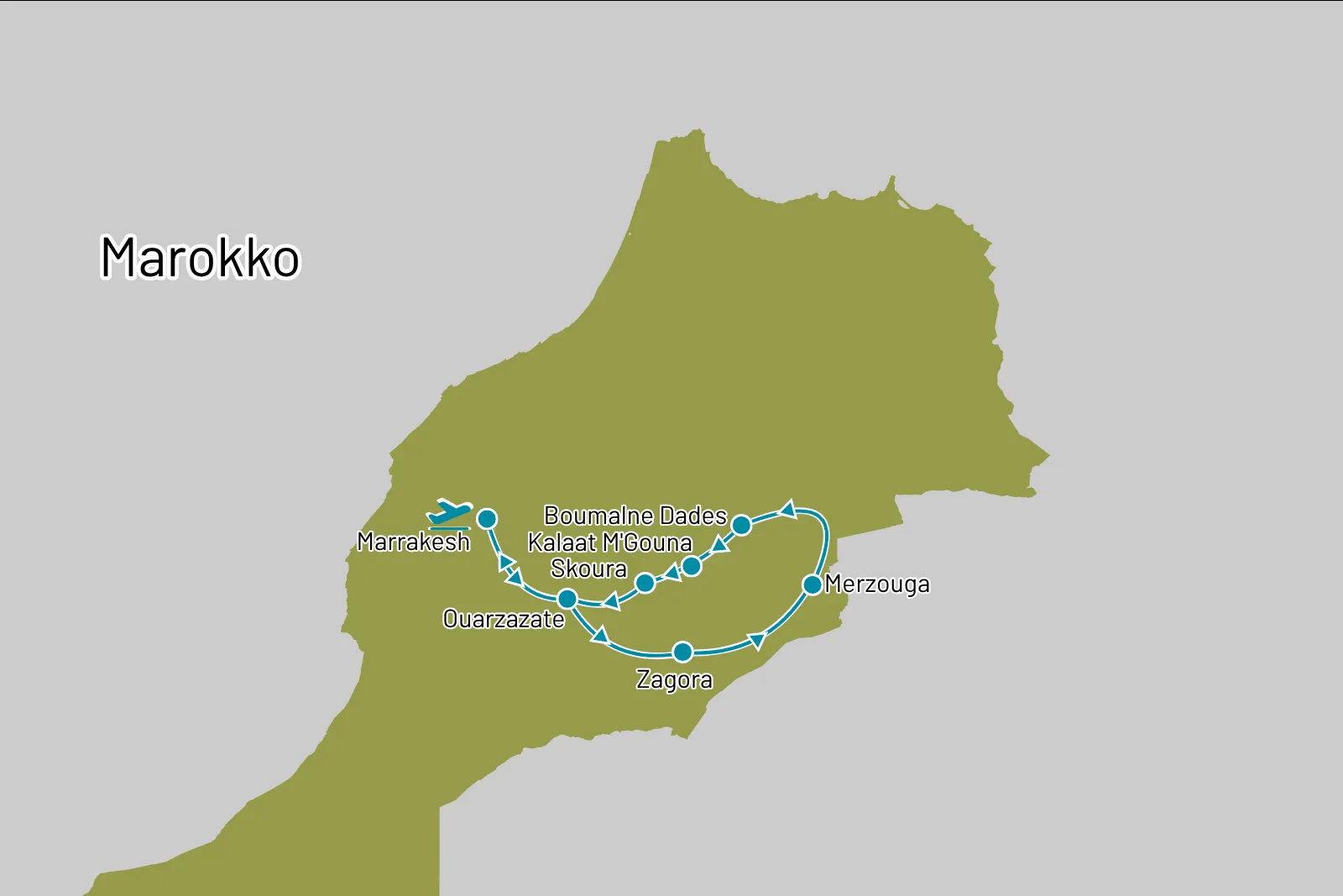 1000 Kasbahs in Marokko met privéchauffeur route