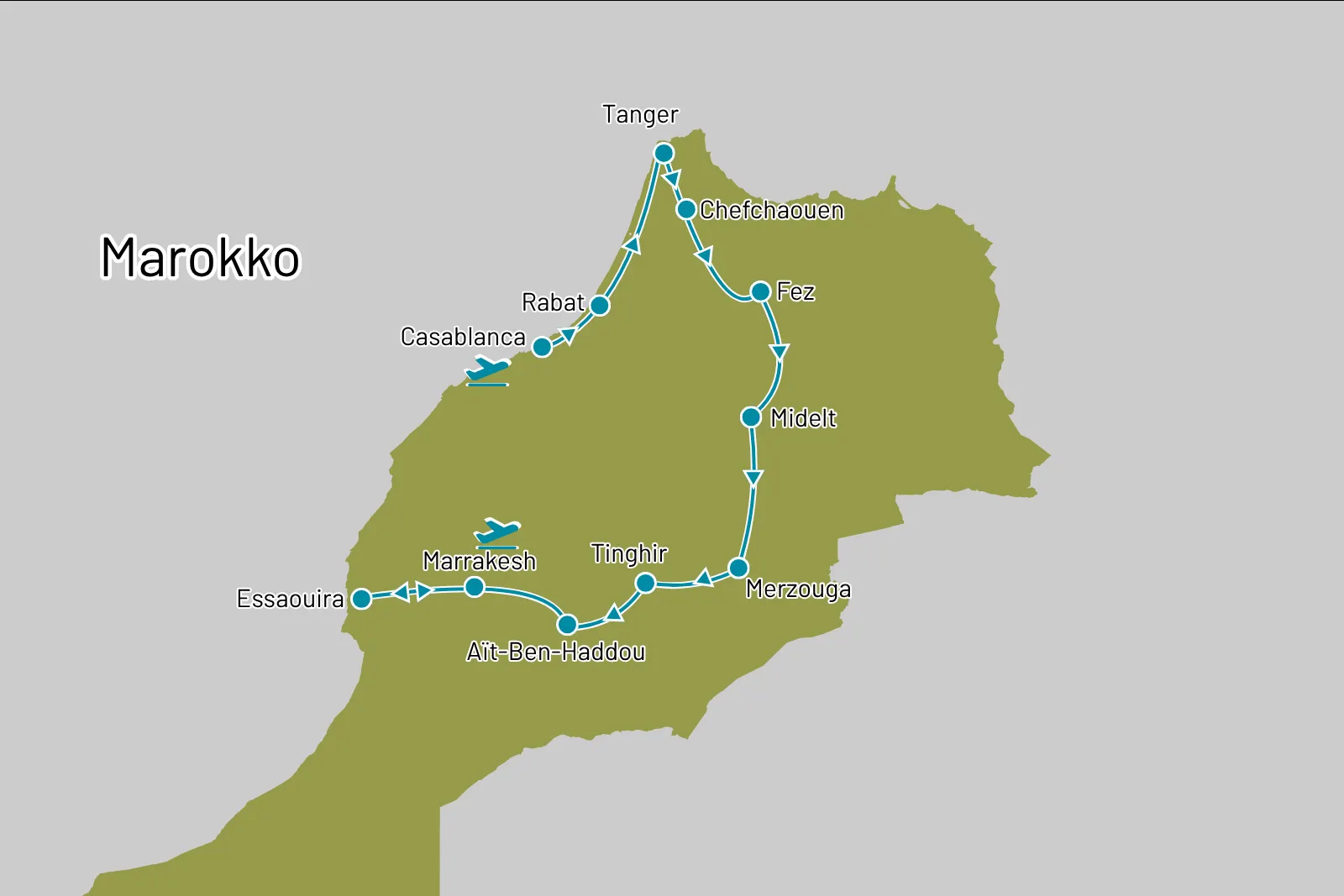 De complete ervaring van Marokko route