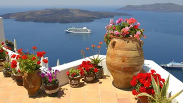 Uitzicht vanaf Santorini, Griekenland