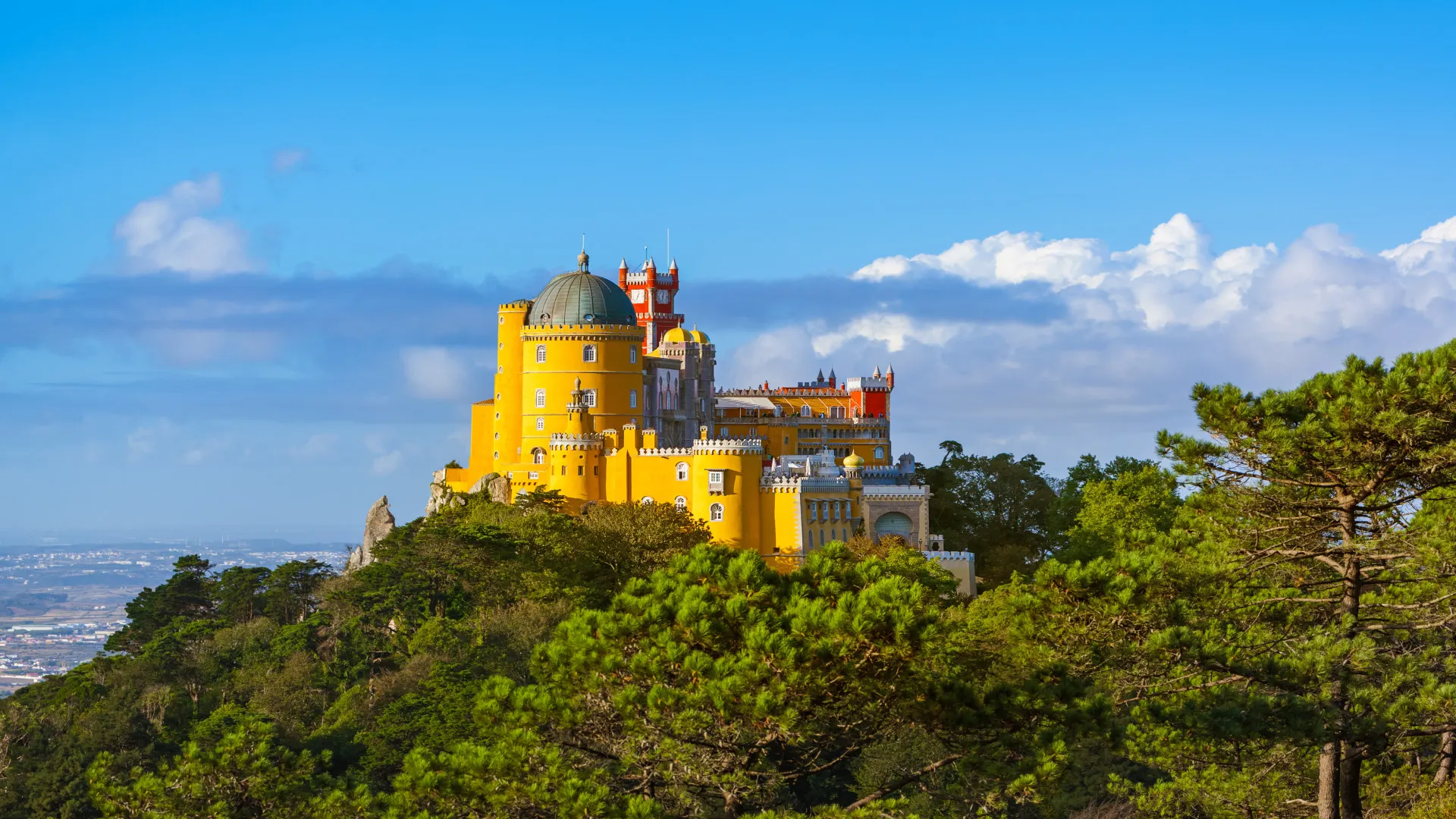 Uitzicht op Pena Paleis, Sintra, Portugal