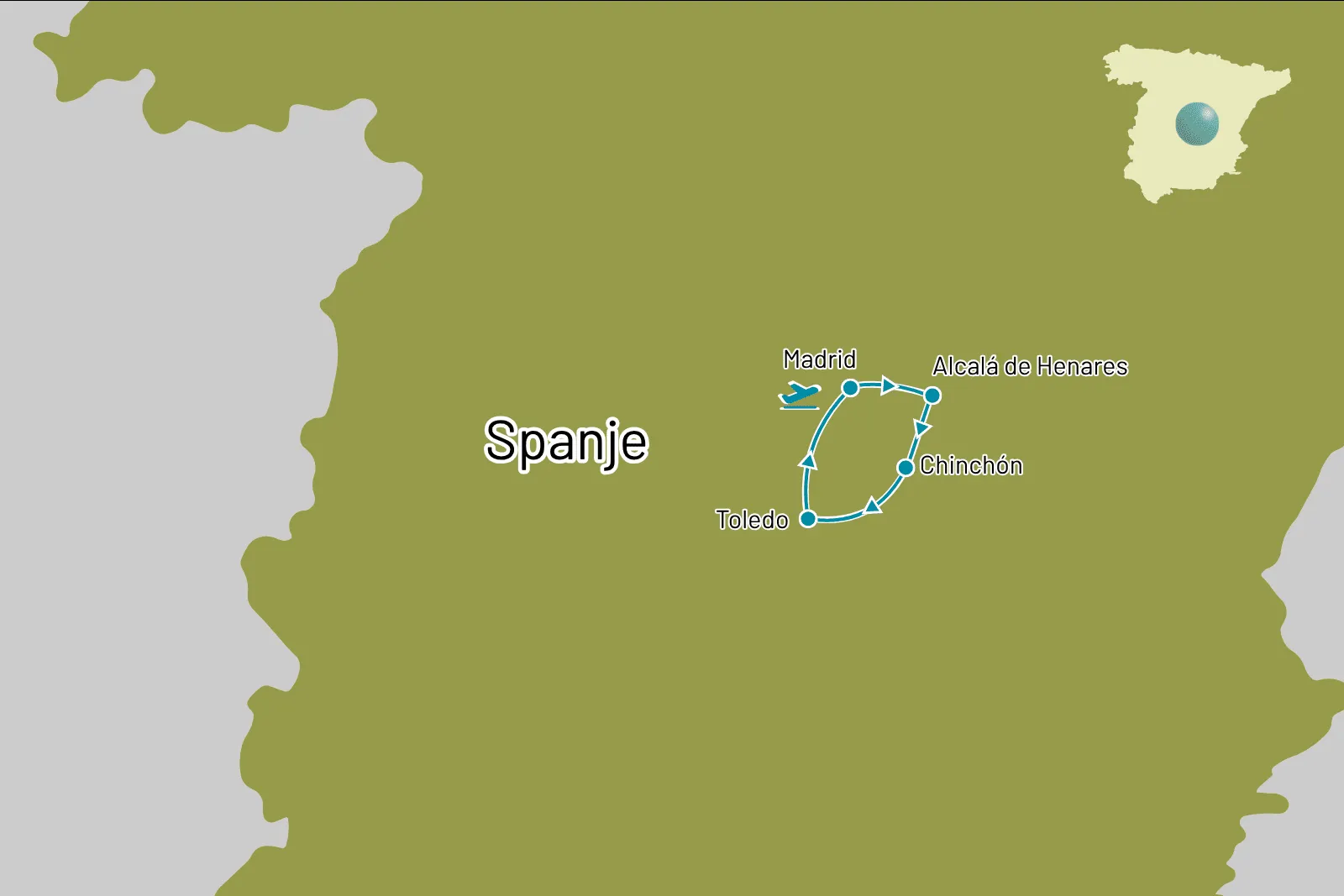 Paradores Fly-drive Don Quichot - Route