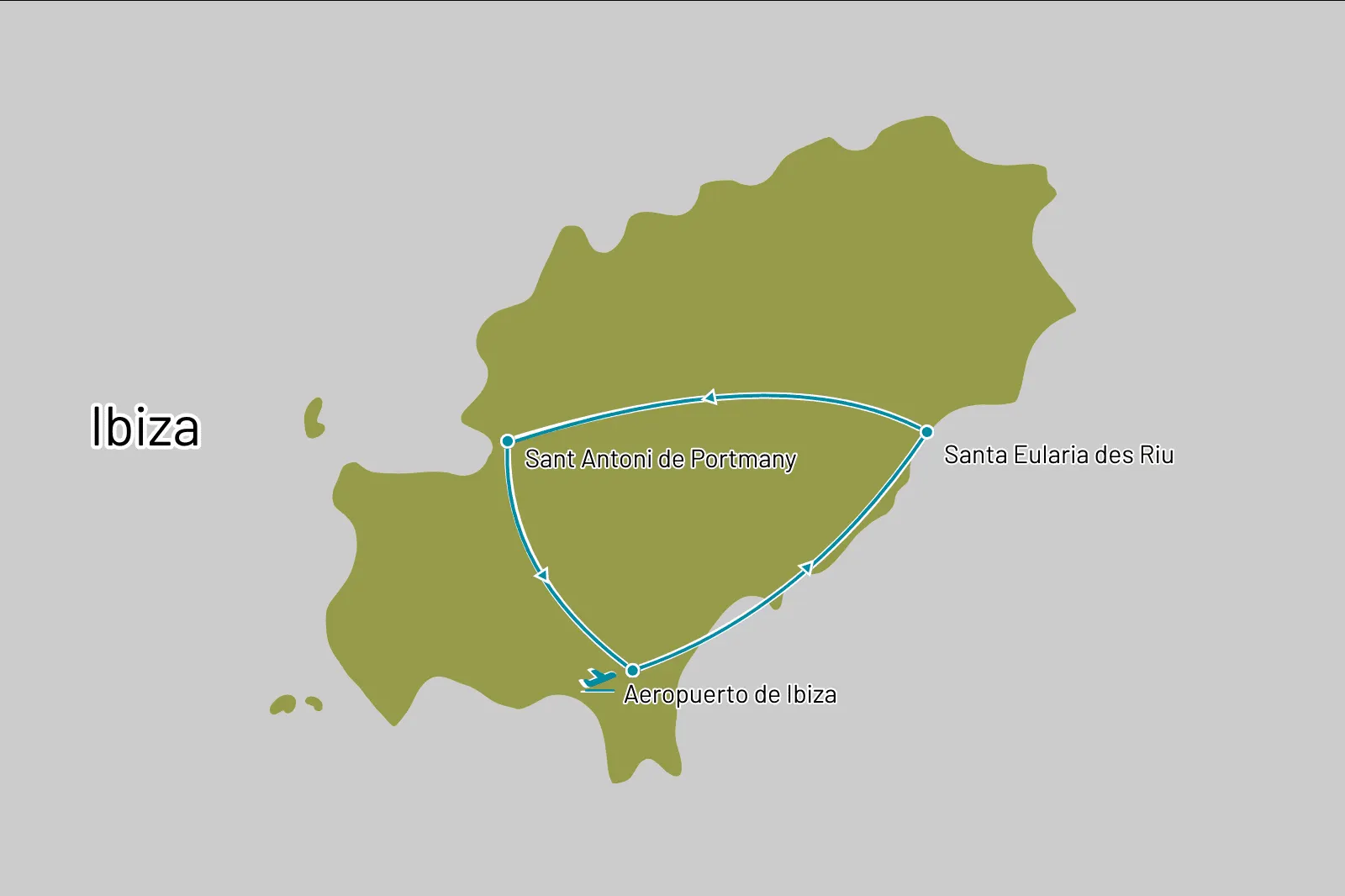 Fly-drive 11 dagen het andere Ibiza - Route